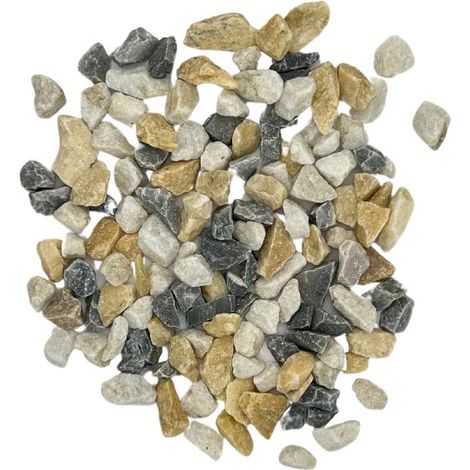 PACK +/- 1T (2 X 500Kg) Gravier Tropical de Marbre Jaune, Blanc Pur et Gris Bleuté Ø 8/16 mm - Livraison STANDARD (1/5)