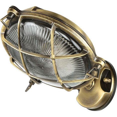 Lampe d'extérieur en laiton damier verre maritime IP64 E27 applique murale maison jardin