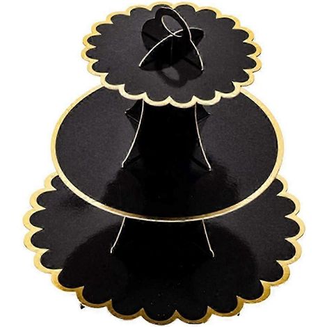 Présentoir à cupcakes, gâteaux, desserts, friandises dorées-Black (1/5)