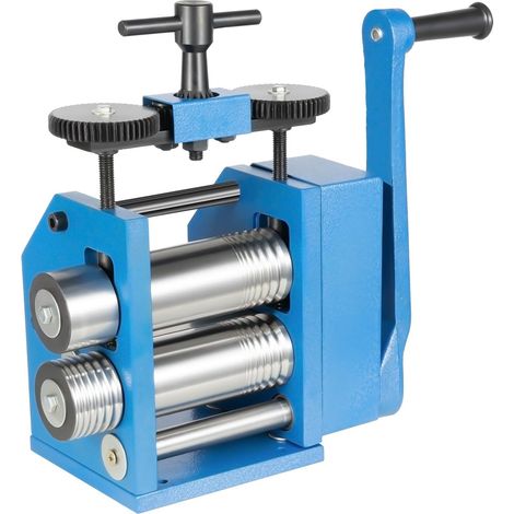 Machine à laminer manuelle 3 en 1 75 mm - Rouleau combiné - Machine manuelle à bijoux - Épaisseur réglable de 0,03 à 6,5 mm - Pour platine, or K, laiton, aluminium