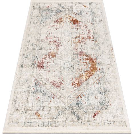 Tapis moderne DISTIN 0100B rose / poudre / blanc - Ornement, vintage, franges multicolour 80x150 cm