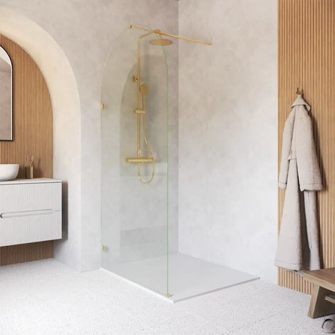 Cabine de douche à l italienne en arc de 80 cm avec charnières dorées brossées verre transparent de 8 mm facile à nettoyer h200 Nusa (1/4)