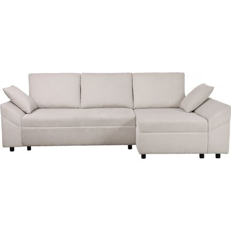 Sofá esquinero de pana "Vaugirard II" - 3 plazas - Beige (1/5)