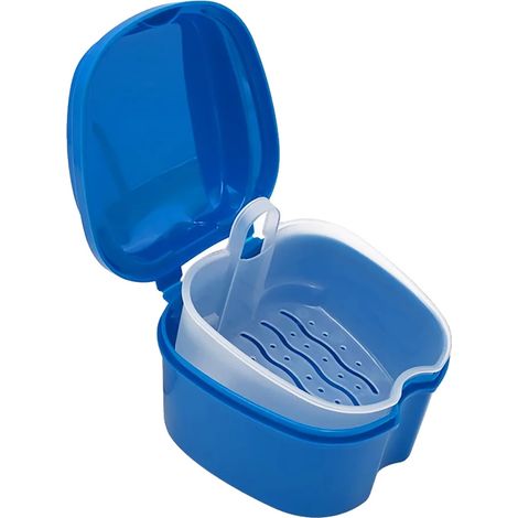 Caja organizadora apilable para prótesis dentales, fácil de limpiar, azul oscuro. (1/2)