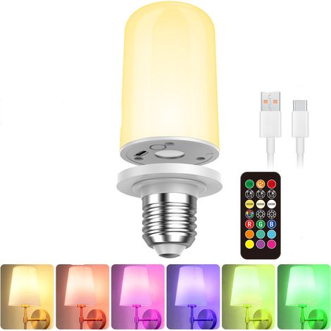 1 USB-C Rechargeable LED Bulb E27 – RGB 5000 mAh – Remote control – Built-in timer – Magnetic emergency light (1/5)