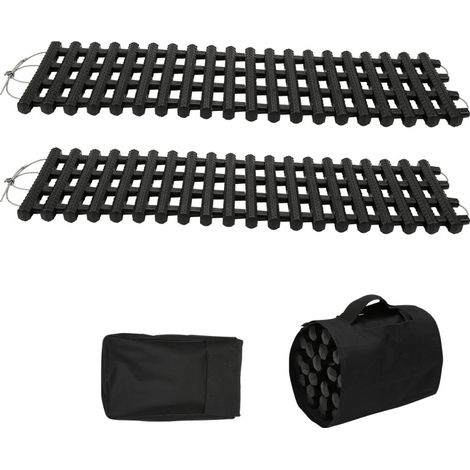SWANEW 2X tavole di trazione (80 CM) con materiale TPR, tavole di recupero per fuoristrada/autovetture/pickup/SUV/motorhome, coppia di tappetini di trazione per pneumatici, borse di stoccaggio, corte, (1/5)