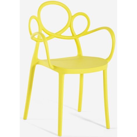 Silla diseño moderno elegante de polipropileno con reposabrazos Derby - Amarillo