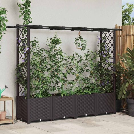 Teenpull – Hochbeet mit Rankgitter und Dach Braun 203 x 40 x 136 cm PP (1/5)