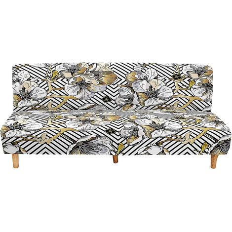 Armless Sofa Cover, Click Clack Sofa Protector Cover, Floral Print Armless Sofa Cover, 3-Seater Click Clack Convertible Bed (M: 160-190cm, Branches) (1/5)