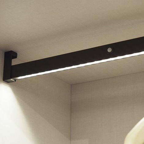 Barre d'armoire Lytos avec lumière LED 408 - 558 mm Moka (1/5)