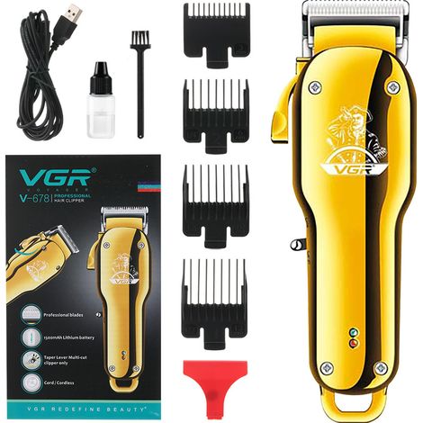 Tondeuse à cheveux en métal doré avec tondeuse à cheveux à dégradé haute puissance (1/3)