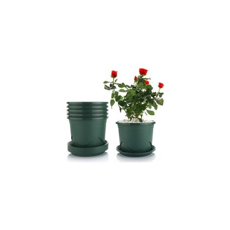 22 cm Kunststoff-Blumentopf mit Untersetzer – 6er-Set, Wurzelschutzbehälter, dekorativer Topf für Zimmer- und Gartenpflanzen, Bonsai, Sukkulenten, Aloe, Kräuter