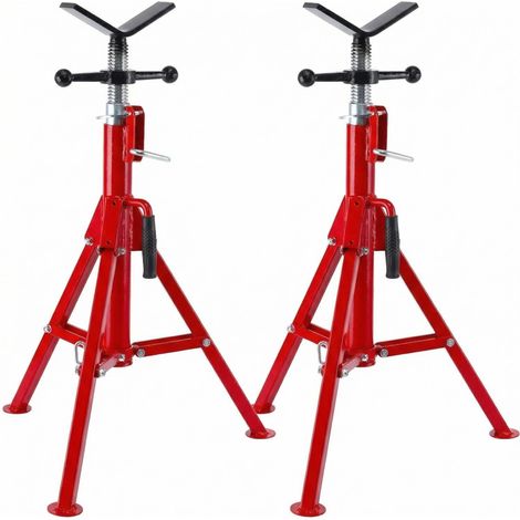 Support de tuyau V réglable en hauteur 61-132 cm – Lot de 2 – Capacité 1134 kg – Acier au carbone robuste – Pliable et portable – Accessoire pour atelier, réparation auto, chantier – Couleur : Rouje (1/5)