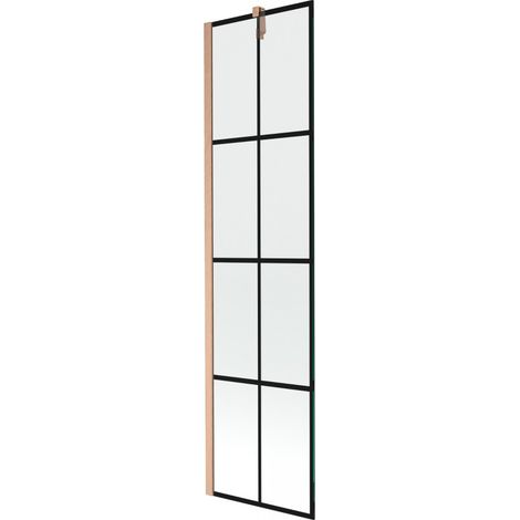 Mexen Next paraschizzi doccia 1 anta 50 x 150 cm, griglia nera, rame spazzolato - 895-050-000-00-77-65 (1/5)