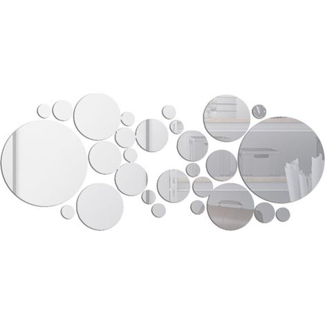 30PCS Mirror Wall Stickers Round Circle Wall Stickers Removable Acrylic Decorative Mirror DIY Decorations for Home Bedroom Bathroom Living Room, Silver V6Q440URQ2 (1/5)