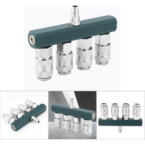 Raccord Pneumatique Rapide 4 Voies 1/4 NPT - Connecteur de Tuyau Haute Qualité (1/5)