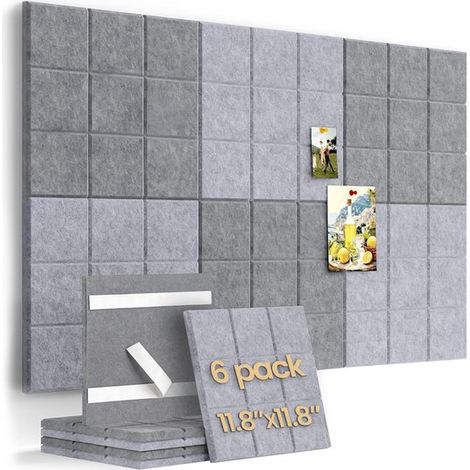 Tableau mural en feutrine 30 x 30 cm - 6 pièces - avec velcro - pour le bureau et la maison - tableau d'affichage pour les dessins en classe de maternelle (1/5)