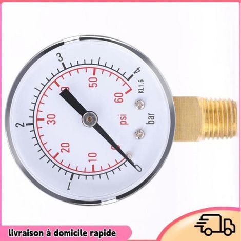 1pc Mini-mange de Pression 0 à 60psi / 0 à 4bar pour le Carburant, L'air, L' avec Connexion NPT (1/4)