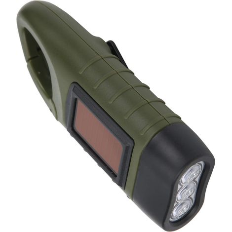 Lampe de poche solaire multifonctionnelle, lampe de poche d'urgence LED lampe de poche manivelle lampe de poche ABS boucle pliable LED d'urgence lampe de poche portable pour escalade camping (1/5)