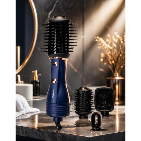 Coiffeuse chauffante 3 en 1 1200W ions négatifs, brosse soufflante lissage bouclage, design moderne pratique pour usage domestique