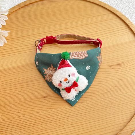 Bandana de Noël pour chien avec bonhomme de neige, collier ajustable, accessoire de Noël pour petits chiens et chats (1/2)