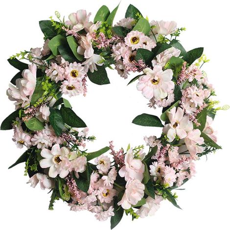 Guirlande Florale Artificielle - Couronne de Pivoines et Marguerites - Pour Porte Extérieure Intérieure Fenêtre Mur - Diamètre 45 cm - 1 Pièce (1/5)