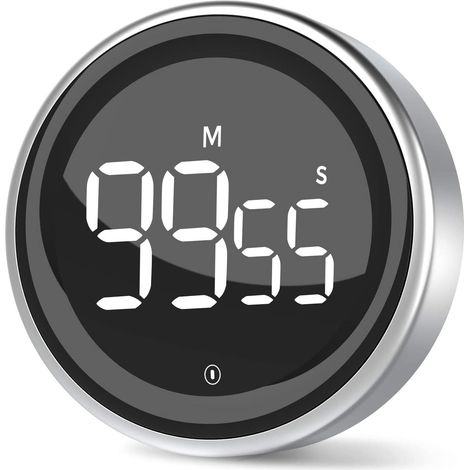 BEBUSINGOTO Temporizador de cocina digital con cronómetro y cuenta regresiva, carcasa de aleación de aluminio, modo de visualización (1/5)