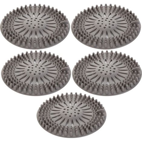 Bouchon de douche en silicone gris pour salle de bain, baignoire et cuisine.