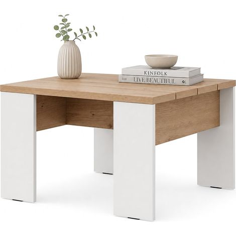 Couchtisch Magre, quadratisch, Platteneffekt, Farbe Braun, Platte 67x67x43h cm, Eiche Knotenoptik
