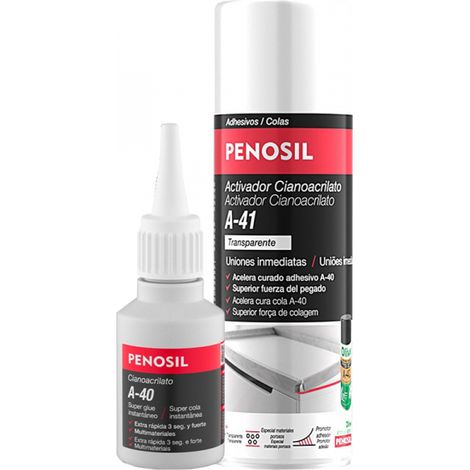 Kit colla cianoacrilica 50gr + acceleratore 200ml a-40 penosil (1/3)