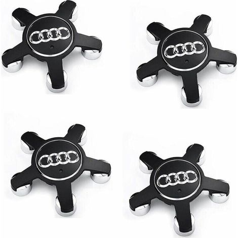 Jeu De 4 Caches-Moyeux 4f0601165 N Roue Emblème, Pour Enjoliveurs De 135 Mm Pour Audi (Noir)..DEBUNS (1/4)