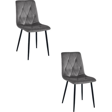 Libra-Sessel – dunkelgrauer Samt / schwarze Beine x 2 (1/5)