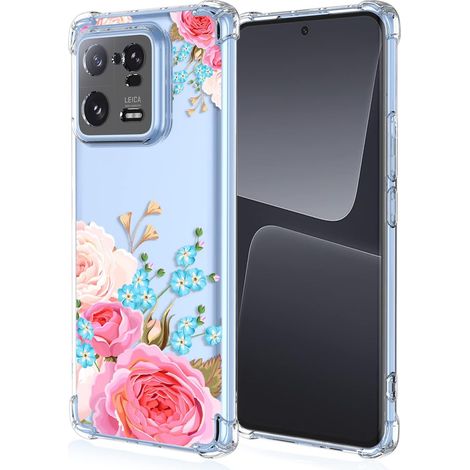 CUSTODIA PER XIAOMI 13 PRO TRASPARENTE FIORI COLORATI ROSA BLU (1/5)