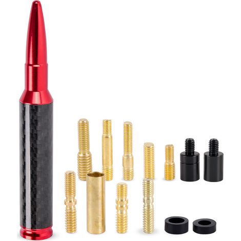 Car roof antenna customization: 5.5-inch carbon fiber bullet-shaped radio antenna, universal model - Red (1/3)