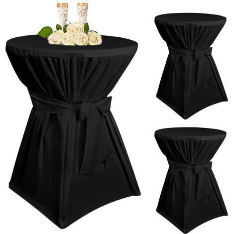 Stehtischhusse 3 Stück Schwarz für Ø 80-85 cm Stehtische, Polyester mit Fußtaschen