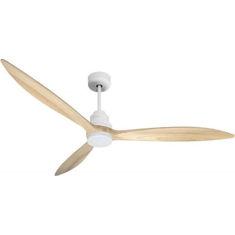 Tenerife - Super destratificateur et ventilateur DC 166 cm Blanc pales bois clair avec Lumière 30 à 60 m² (1/5)