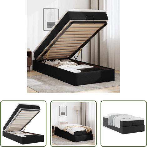vidaXL Kunstlederbett -  Ottoman-Bett mit Matratze Schwarz 90x190 cm Kunstleder (1/5)