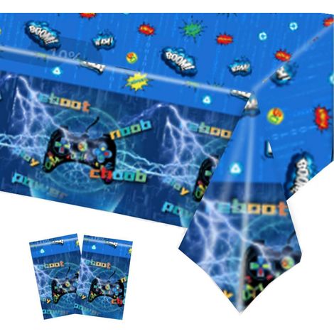2er Set Tischdecke Videospiel-Design 137x274cm abwaschbar für Partys