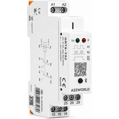 Relè Temporizzatore Bluetooth DIN 1 Modulo, 2 Uscite SPDT 16A AC/DC 24-240V