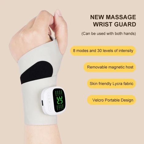 (Blanc) Appareil de massage des mains à 32 vitesses variables - coussinet de massage vibrant (1/5)