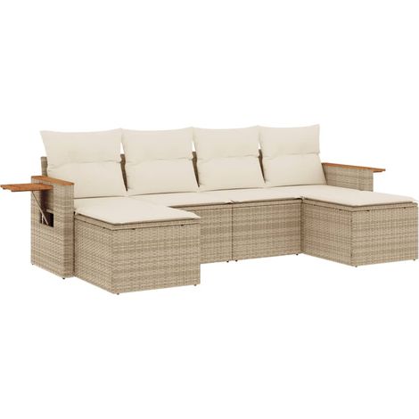 Maison Exclusive - Set Divano da Giardino 6 pz con Cuscini Beige in Polyrattan (1/5)