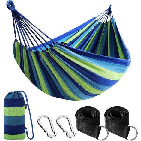 Hamac d'extérieur de Camping, en Plein air Portable en Toile, Léger avec Sangles respectueuses des Arbres, Sac de Transport, Parfait pour Le Jardin, Balcon, Patio, la Plage, Randonnée (1/5)