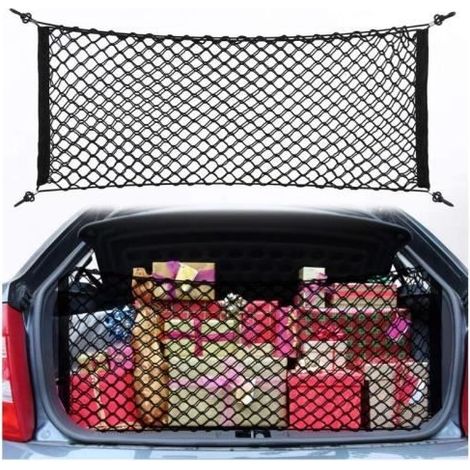 90x40cm Nylon élastique Universelle Voiture Cargo Net, Filet Bagages Fixe, Organisateur de Rangement Arrière De Voiture Coffre - fy (1/4)