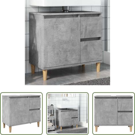 Armoire salle de bain - Armoire d'évier gris béton 65x33x60 cm bois d'ingénierie (1/5)