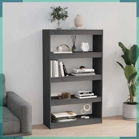 808195 Bibliothèque/Séparateur de pièce Gris 80x30x135,5 cm Pin massif (1/5)