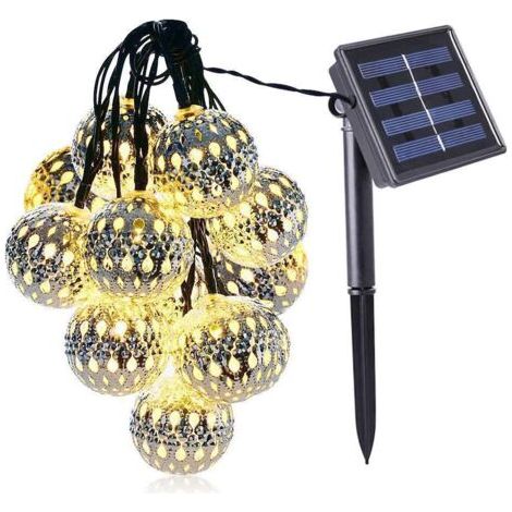 Guirlande lumineuse solaire marocaine d'extérieur, 5 m, 20 LED, 8 modes, éclairage étanche pour jardin, patio, cour, maison, Noël, fête