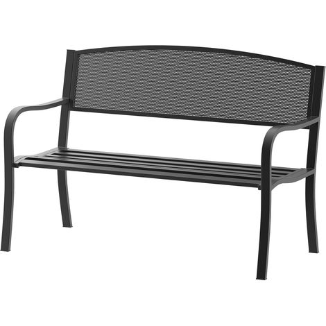 Panchina da Esterno Panca da Giardino Max 240kg Metallo 127 × 60 × 85cm Nero