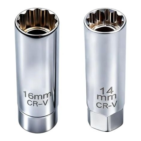 Lot de 2 clés à bougie d'allumage magnétiques universelles et flexibles - Jeu d'outils pour enlever les bougies (14 mm + 16 mm) (1/5)