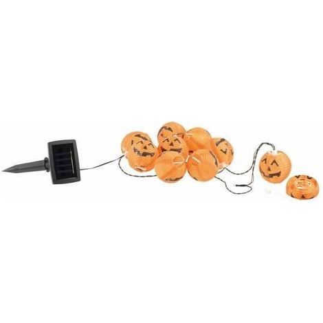Guirlande à LED - Solaire - 10 lampions citrouilles - Décoration Halloween - Extérieur - Mixte (1/4)