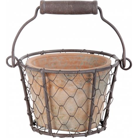 Porte pot métal et pot en terre cuite (1/4)